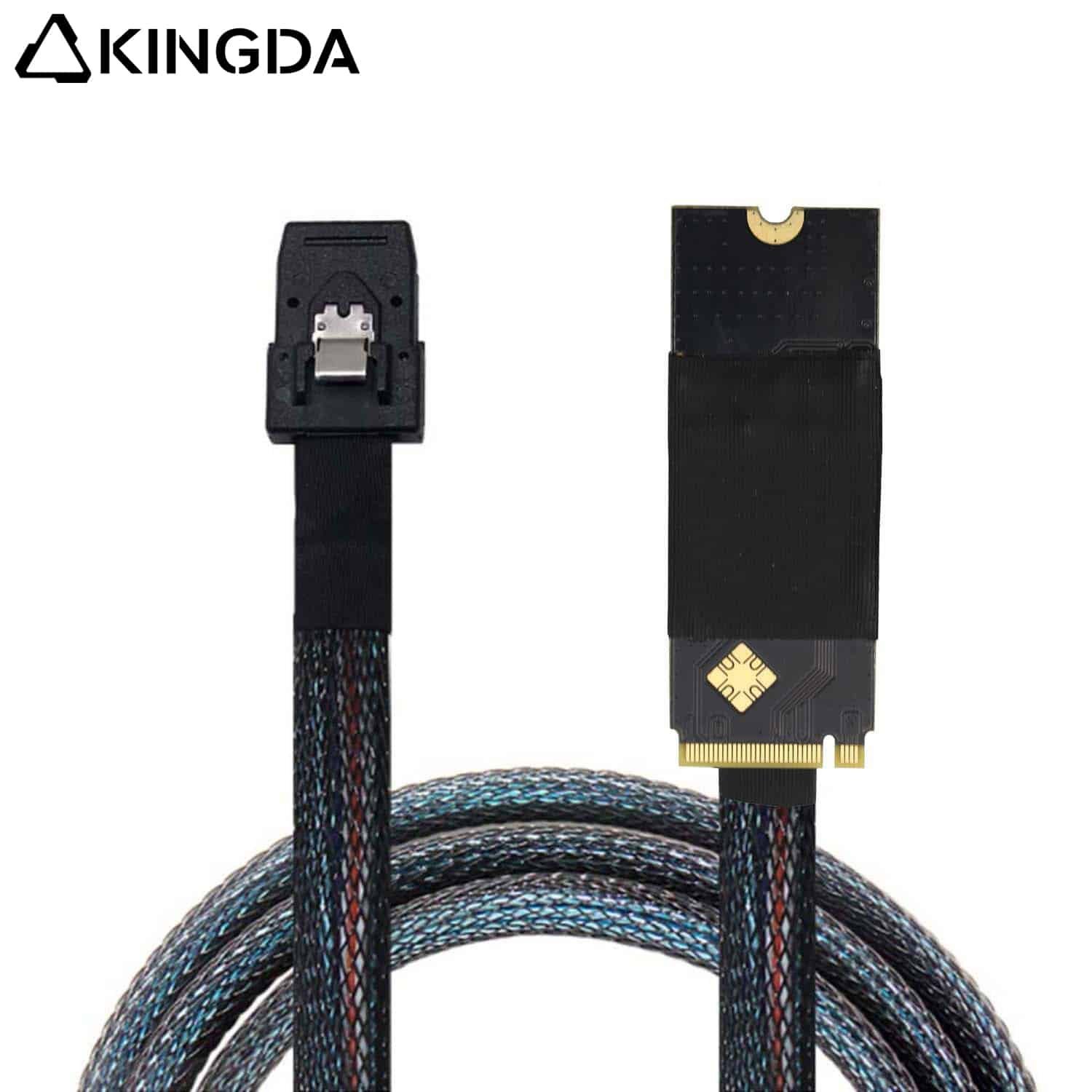 M.2-M-Key-NVMe-2260-8643-to-SAS-SFF-8087.jpg M.2 (M-Key NVMe 2260) to left SFF-8087 Plug-and-Play Server High-Speed Cable - Image 1