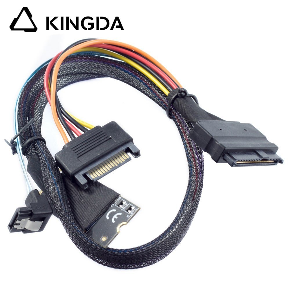 M.2-M-Key-SFF-8643-to-SATA-15P-2.jpg M.2 M-Key SFF-8643 to U.2 SFF-8639 with SATA 15P and right angle 90 degree SATA 7p Connection Cable - Image 1