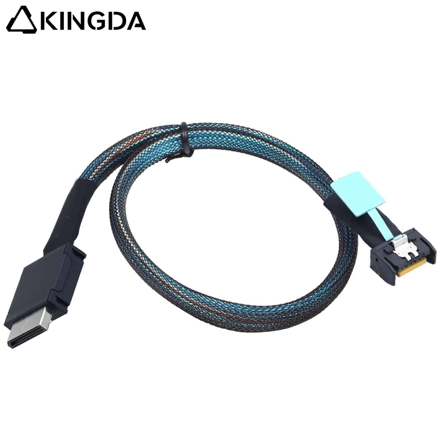 MCIO-8654-4I-to-Oculink-8611-4i-cable.jpg Slim SAS SFF 8654 MCIO 4I (38P) to Oculink SFF-8611 4i PCIE5.0 Data Connection Cable - Image 1