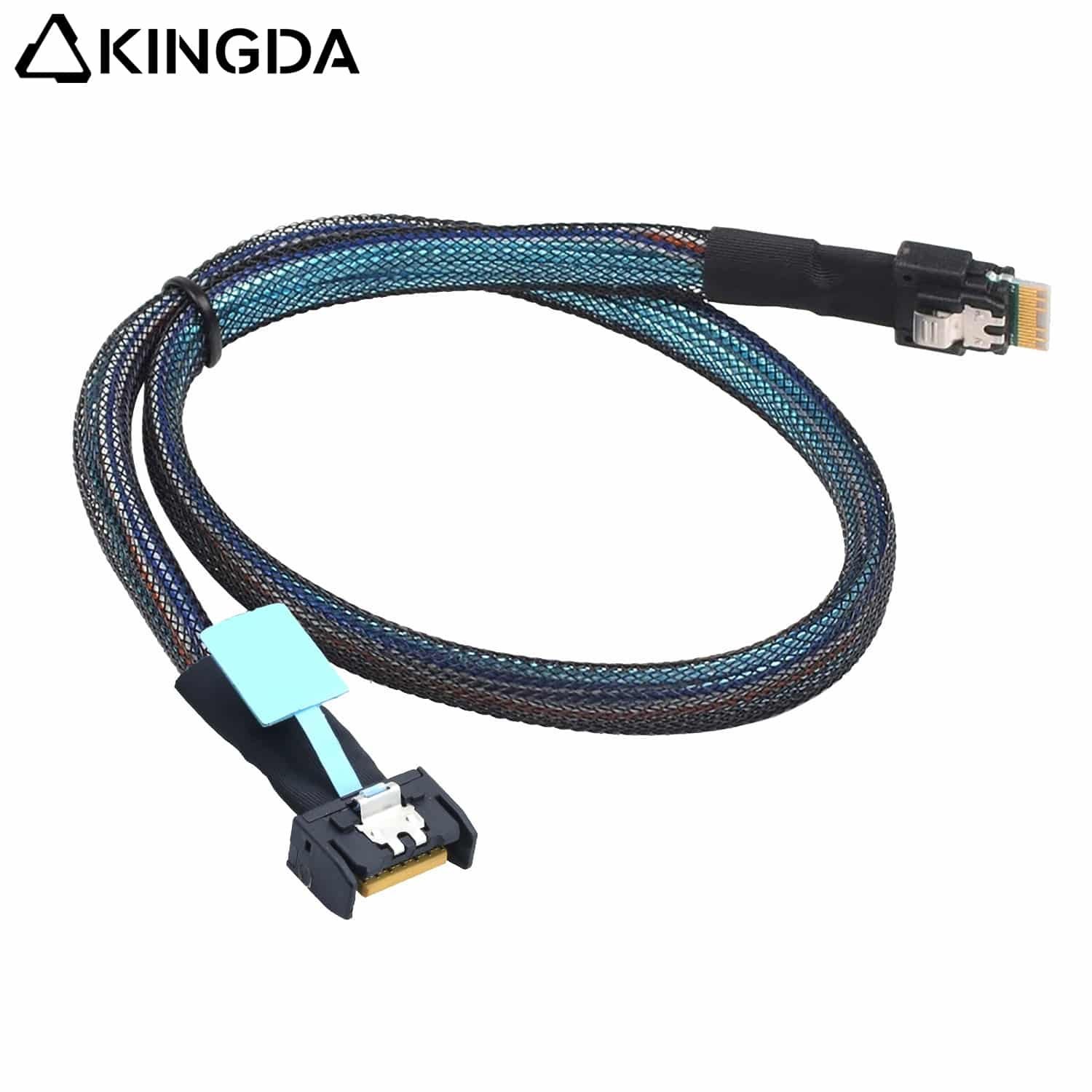 MCIO-8654-4I-to-sas-4.0-sff-8654-4i.jpg Slim SAS SFF 8654 MCIO 4I (38P) to SFF-8054 4i PCIE5.0 Data Connection Cable - Image 1