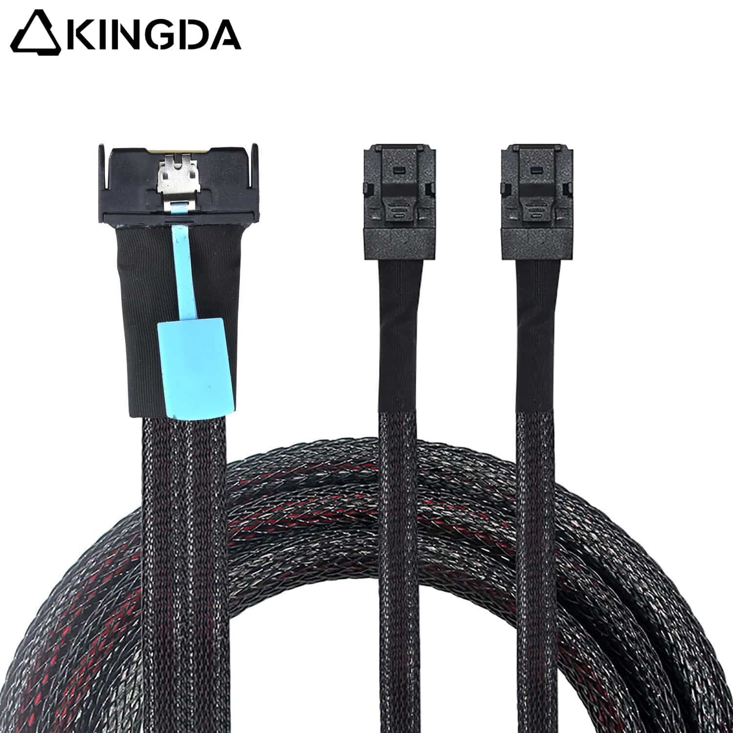 MCIO-8654-8I-TO-2-port-sff-8643.jpg Slim SAS SFF 8654 MCIO 8I (74P) to dual 2X SFF-8643 PCIE5.0 Data Connection Cable - Image 1