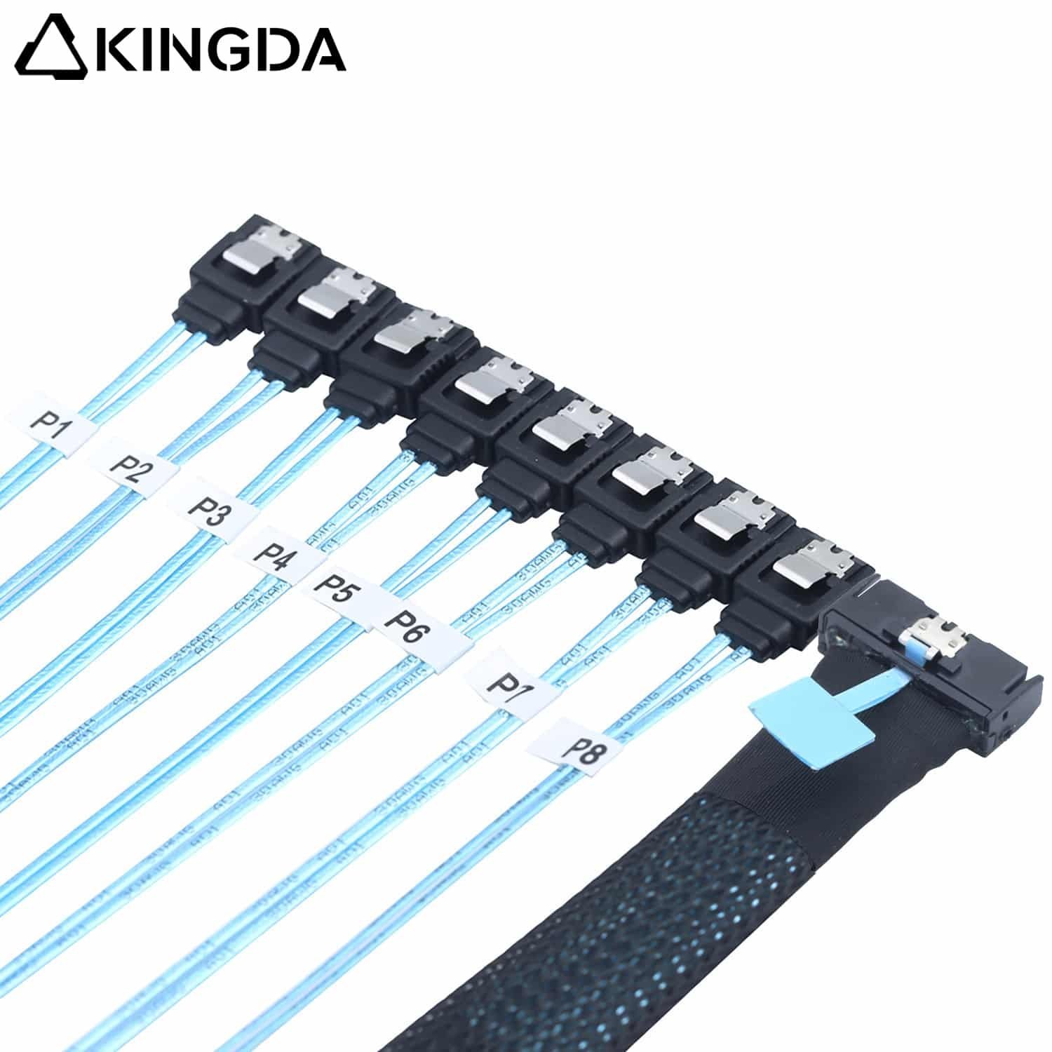 MCIO-8I-74PIN-TO-8-port-sata-7p-cable.jpg Slim SAS SFF 8654 MCIO 8I (74P) to 8X SATA 7P PCIE5.0 Data Connection Cable - Image 1