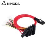 MINI SAS SFF-8087 TO 4X SFF-8482 with Power Servers In-computer Red High-Speed Connection Cable - Image 2