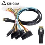 Slim SAS SFF 8654 4I (38P) to 4 SFF 8482 with 4p power High speed data Connection Cable - Image 3