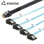 Slim SAS SFF 8654 4I (38P) to 4 left turn left bend SATA 7P female High speed data Connection Cable - Image 2