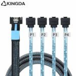 Slim SAS SFF 8654 MCIO 4I (38P) to 4 right angle 90 degree SATA 7P PCIE5.0 Data Connection Cable - Image 5