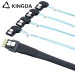 Slim SAS SFF 8654 4I (38P) to 4 left turn left bend SATA 7P female High speed data Connection Cable - Image 4