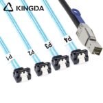 PCIE MINI SAS SFF-8644 36P to 4X right angle 90 degree SATA 7P female with spring Server Connection Cable - Image 4